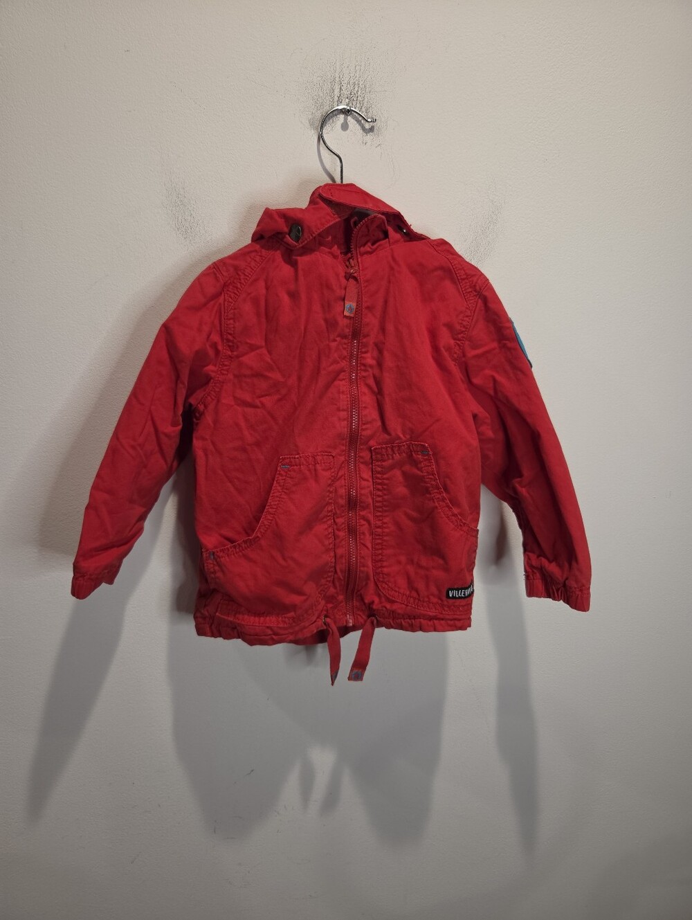 Villervalla Size 3yr Red Hooded Zip Up Jacket W/star Patch